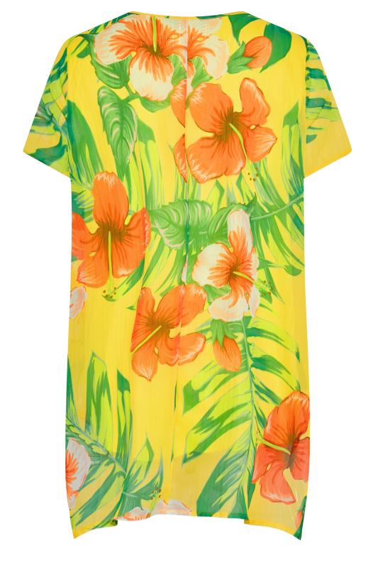 Curve Yellow Tropical Print Cross Front Top 7