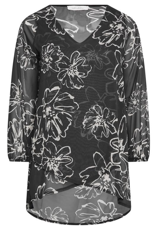 YOURS LONDON Plus Size Black Floral Print Wrap Blouse | Yours Clothing 7