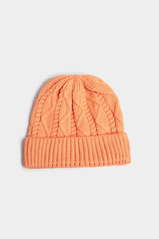 Plus Size Orange Cable Knitted Beanie Hat | Yours Clothing 2