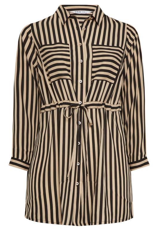 YOURS Plus Size Beige Brown Stripe Print Utility Tunic Shirt | Yours Clothing 6