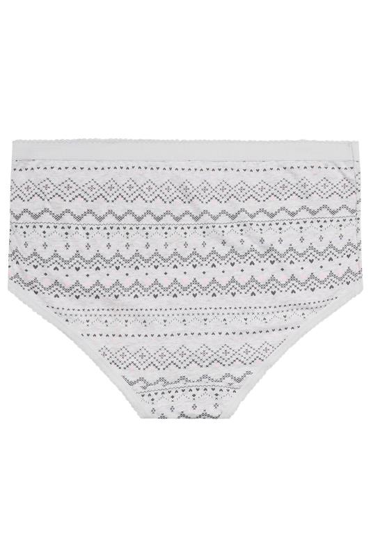 YOURS Plus Size 5 PACK Grey Fairisle Print Full Briefs | Yours Clothing 8