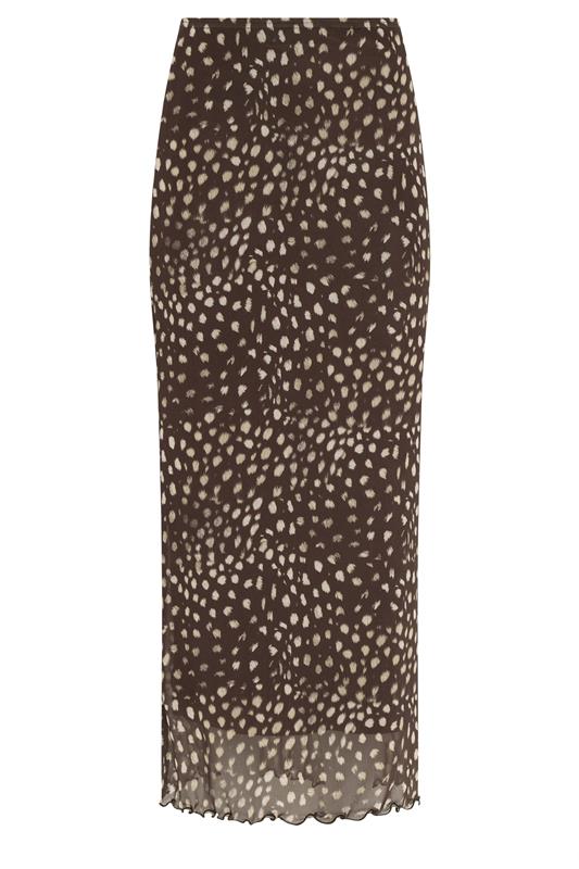 M&Co Brown Animal Print Mesh Maxi Skirt | M&Co 5