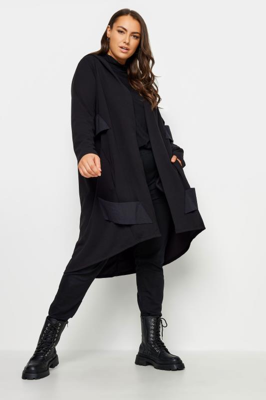 YOURS Plus Size Black Faux Leather Zip Cardigan | Yours Clothing  2