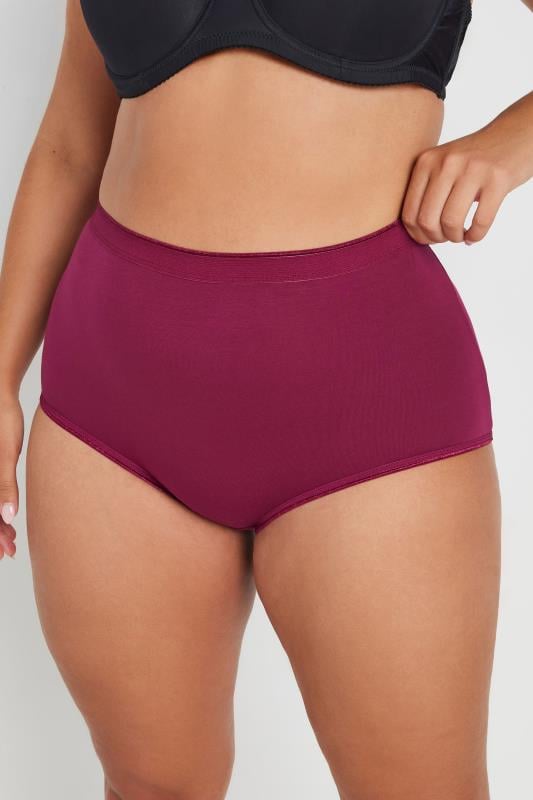 YOURS 5 PACK Plus Size Pink & Black Stretch Cotton Full Briefs | Yours Clothing  2