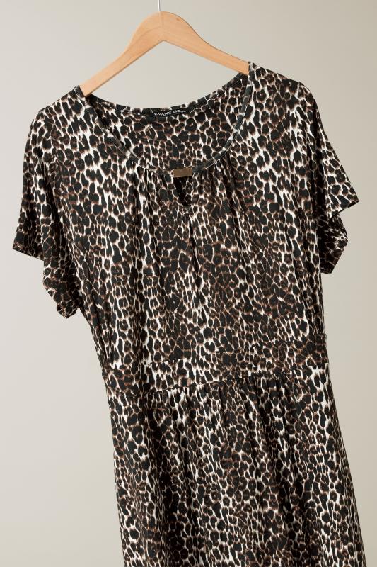 EVANS Plus Size Brown Leopard Print Midaxi Dress | Evans 7