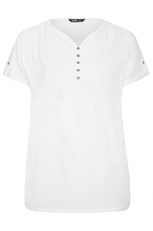 YOURS Curve Plus Size White Henley T-Shirt | Yours Clothing  5