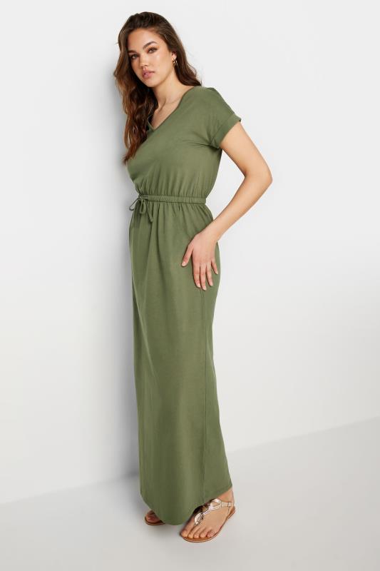 LTS Tall Women's Khaki Green Tie Waist Maxi T-Shirt Dress | Long Tall Sally 6