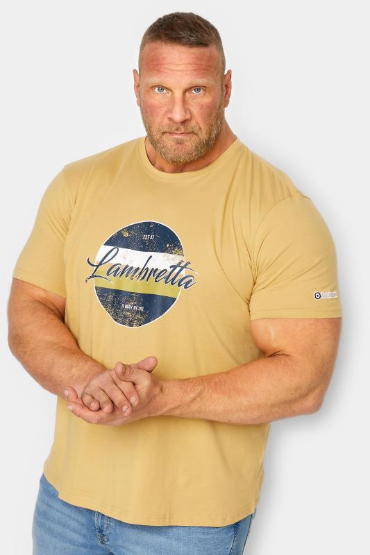  Tallas Grandes LAMBRETTA Big & Tall Yellow 'Lambretta' Slogan T-Shirt