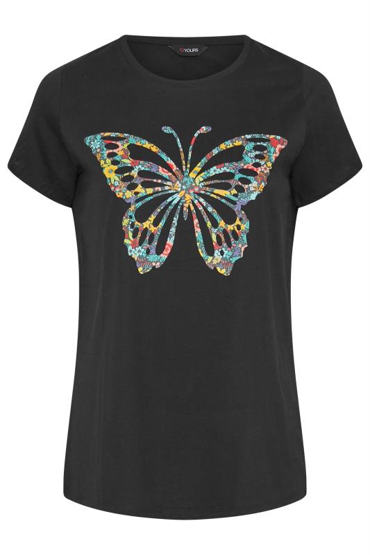 Curve Black Butterfly Print T-Shirt 6