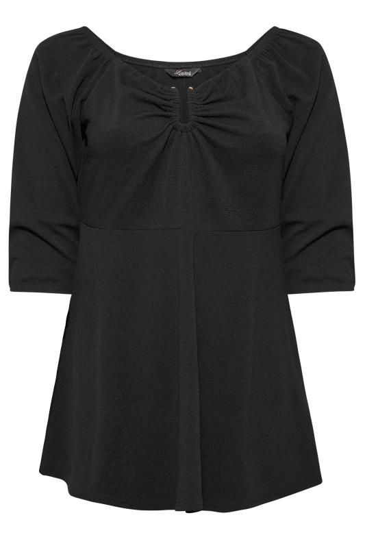 LIMITED COLLECTION Curve Black V-Bar Peplum Top | Yours Clothing  6