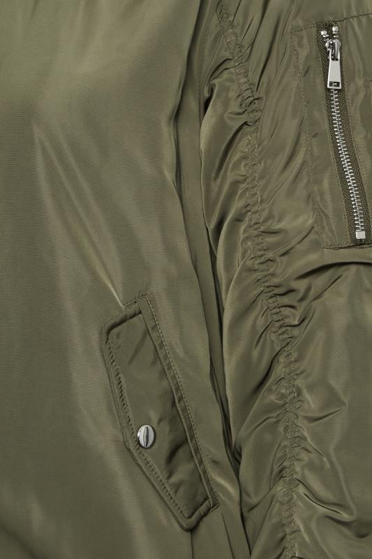 YOURS Plus Size Curve Khaki Green Bomber Jacket | Yours Clothing  5