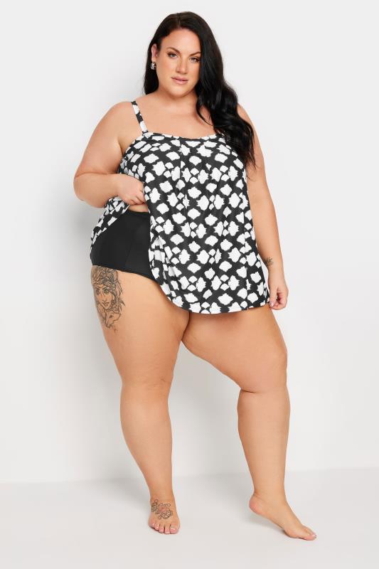 YOURS Plus Size Black Tie Dye Print A-Line Tankini Top | Yours Clothing 3