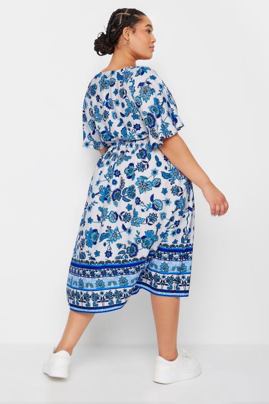 LIMITED COLLECTION Plus Size Blue Floral Print Border Midaxi Dress | Yours Clothing 3
