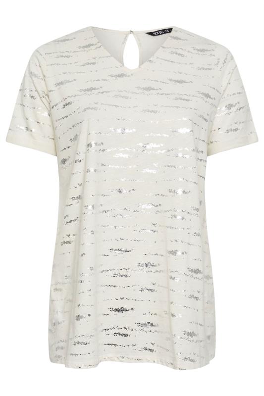 YOURS Plus Size White Foil Print Top | Yours Clothing 5