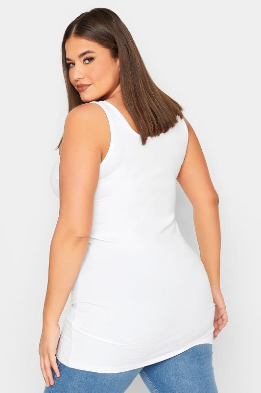 Plus Size White Longline Vest Top | Yours Clothing 3