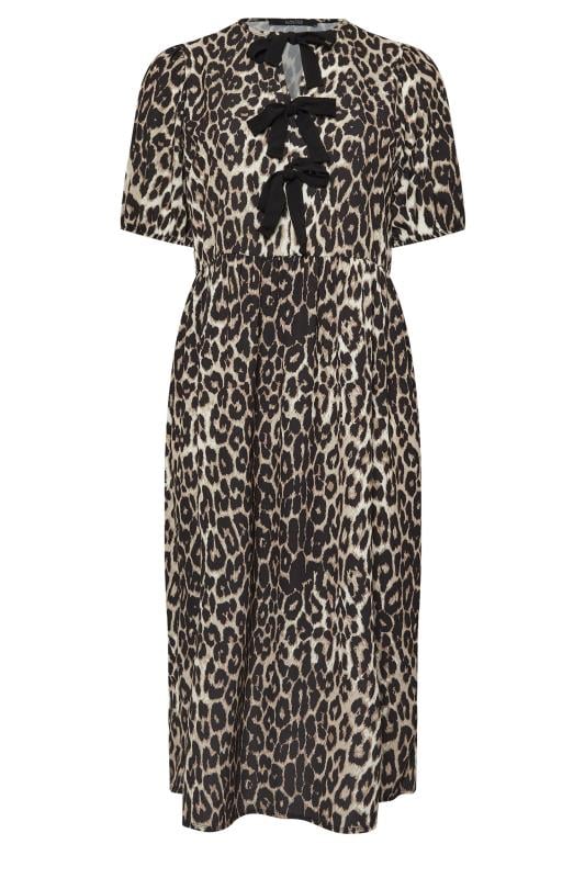 LIMITED COLLECTION Plus Size Natural Brown Leopard Print Bow Dress | Yours Clothing  6