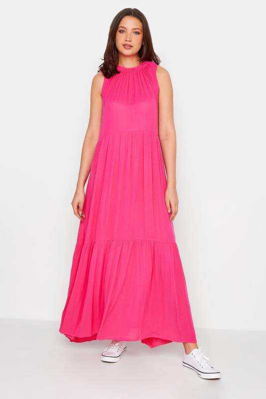 LTS Tall Women's Bright Pink Tiered Maxi Dress | Long Tall Sally 2