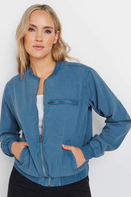 LTS Tall Blue Acid Wash Denim Bomber Jacket | Long Tall Sally 2