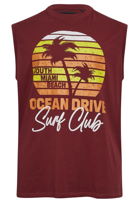 Men's  KAM Big & Tall Burgundy Red Miami 'Ocean Drive' Printed T-Shirt