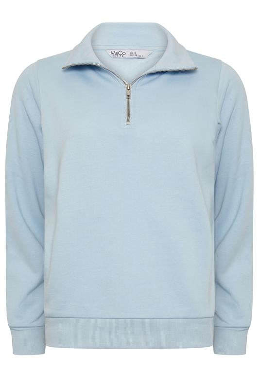 M&Co Petite Light Blue Quarter Zip Sweatshirt | M&Co 5