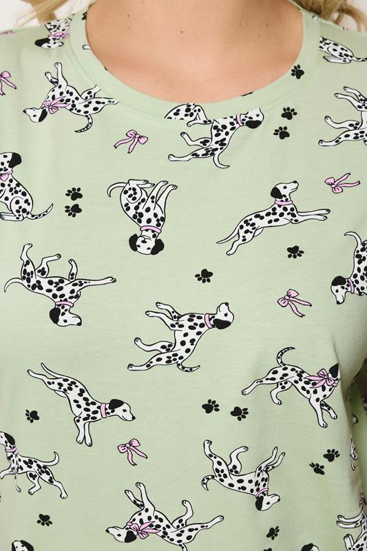 YOURS Plus Size Green Dalmatians Short Sleeve Pyjama Set | Yours Clothing 4