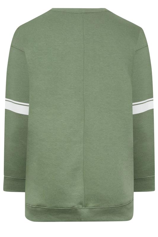 YOURS Plus Size Curve Khaki Green 'California' Slogan Sweatshirt | Yours Clothing  6