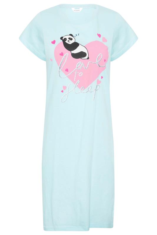 Petite Blue Panda 'Love To Sleep' Print Dipped Hem Nightdress 6