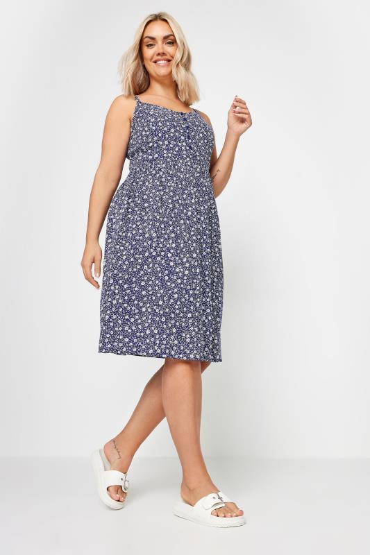  Grande Taille YOURS Curve Navy Blue Ditsy Floral Print Strappy Sundress