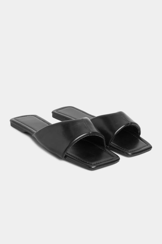 Black Square Toe Padded Sandals In Standard D Fit | PixieGirl  2