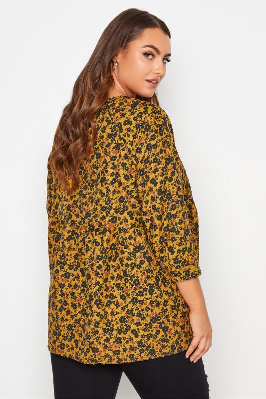 Plus Size LIMITED COLLECTION Yellow Floral Button Front Top | Yours Clothing 3