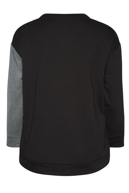 Plus Size Black & Grey Sequin Colour Block Sweatshirt | Yours Clothing 7