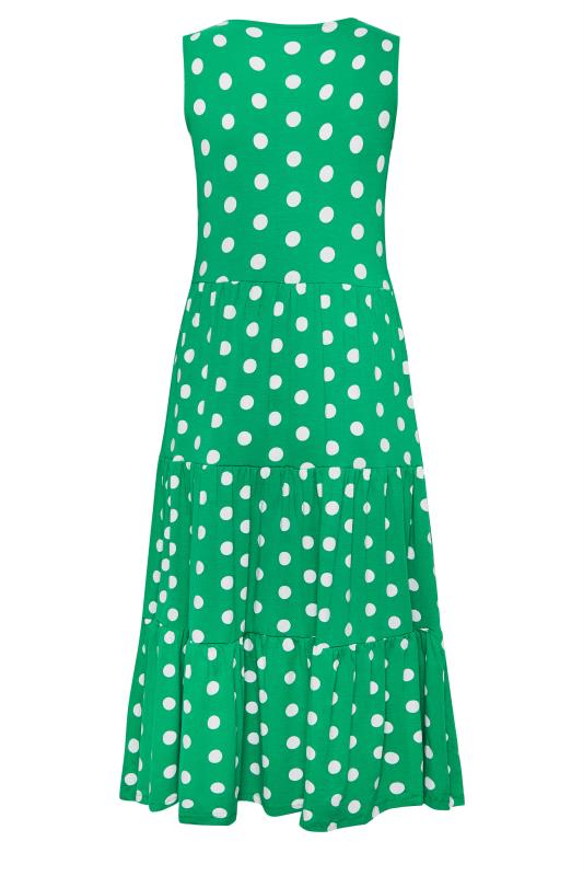 YOURS Plus Size Green Polka Dot Print Sleeveless Maxi Dress | Yours Clothing  7