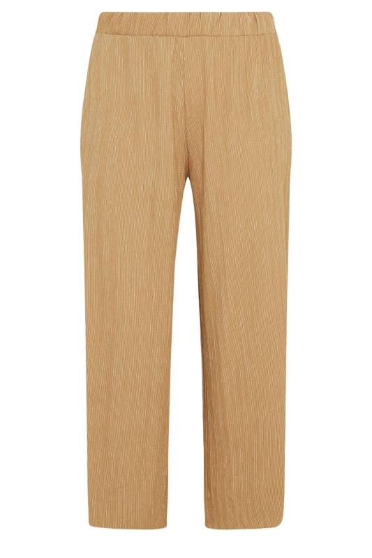 YOURS Plus Size Natural Brown Textured Wide Leg Trousers | Yours Clothing 5