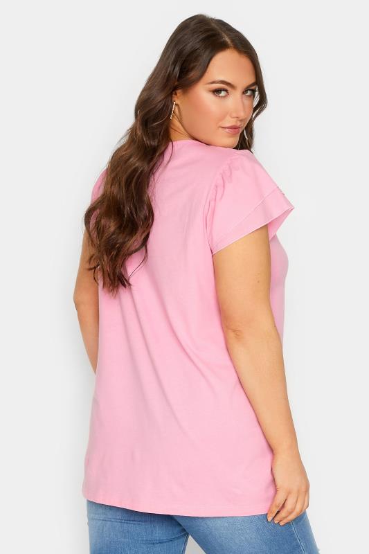 YOURS Curve Plus Size 2 PACK Pink Frill Sleeve T-Shirts | Yours Clothing  4