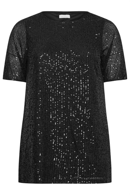 YOURS LONDON Plus Size Black Sequin Swing Top | Yours Clothing 5