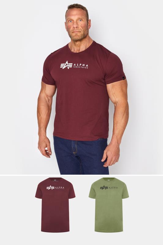Men's  ALPHA INDUSTRIES Big & Tall Burgundy Red 2 Pack Logo T-Shirts