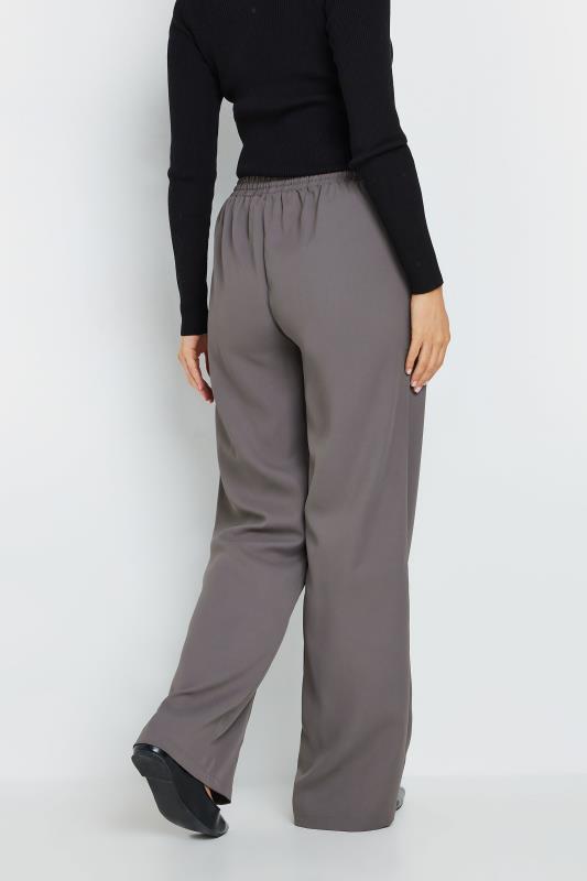 LTS Tall Grey Tie Waistband Wide Leg Trousers | Long Tall Sally 3