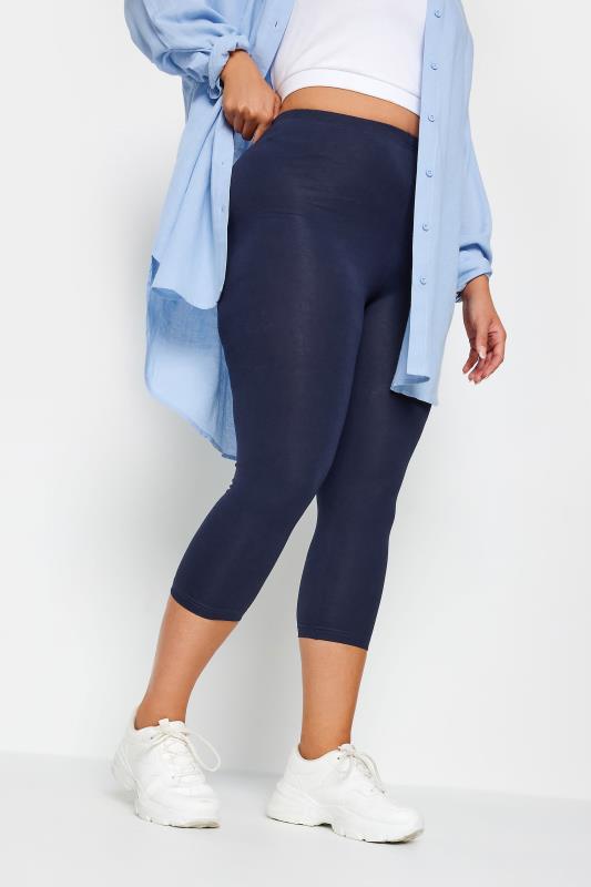 Cropped & Short Leggings Tallas Grandes YOURS FOR GOOD Curve Navy Blue Cotton Stretch Cropped Leggings