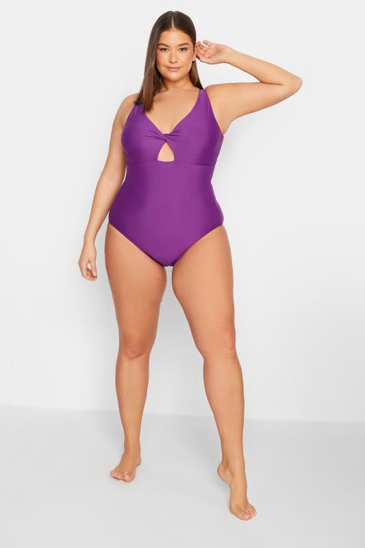 LTS Tall Purple Twist Cut Out Swimsuit | Long Tall Sally  3