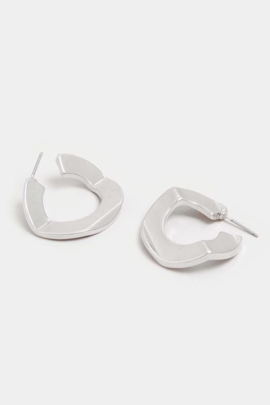 Silver Geometric Hoop Earrings | Yours Clothing  3