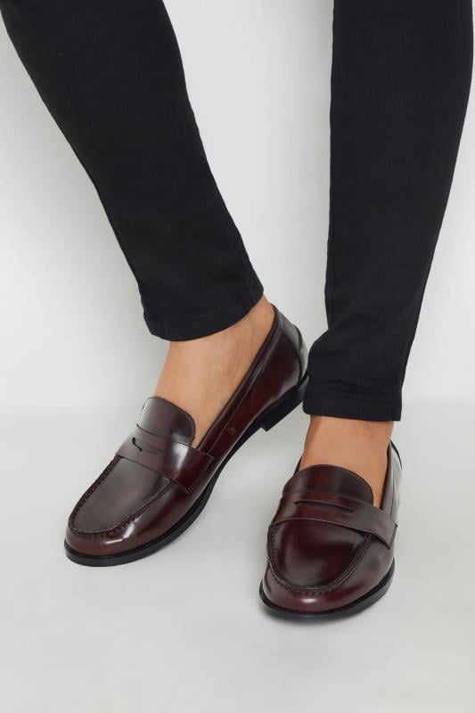  Grande Taille LTS Burgundy Red Patent Loafers In Standard Fit