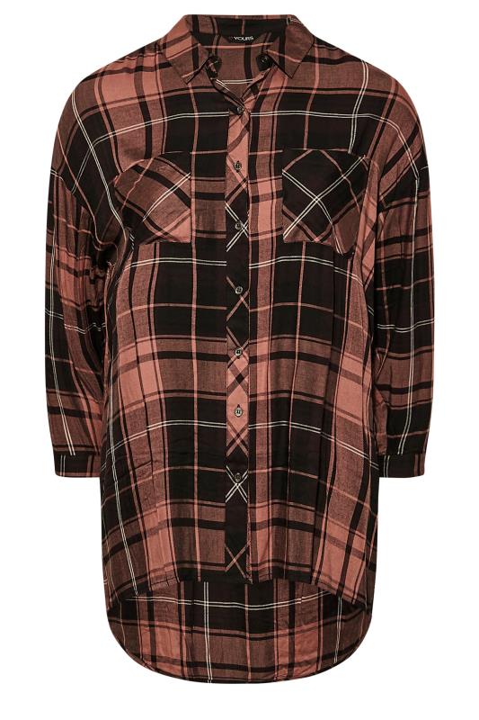 Plus Size Pink Check Button Through Shirt | Yours Clothing  6