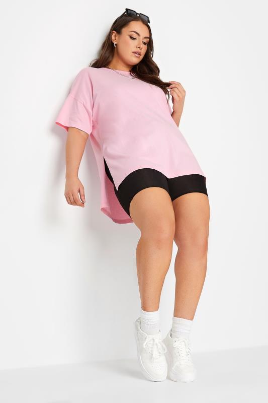 LIMITED COLLECTION Curve Pink Oversized Side Split T-shirt