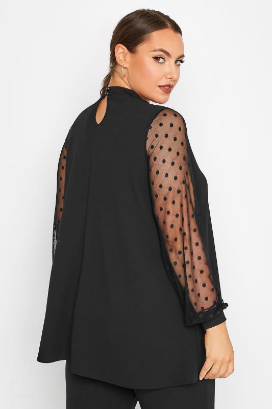 Plus Size LIMITED COLLECTION Black Dobby Sleeve Swing Top | Yours Clothing 3
