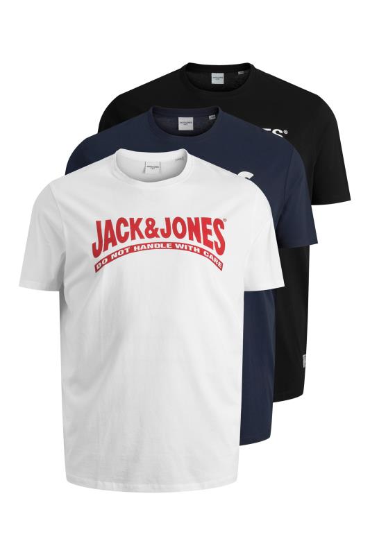 JACK & JONES Big & Tall 3 Pack White & Black History T-Shirts 3