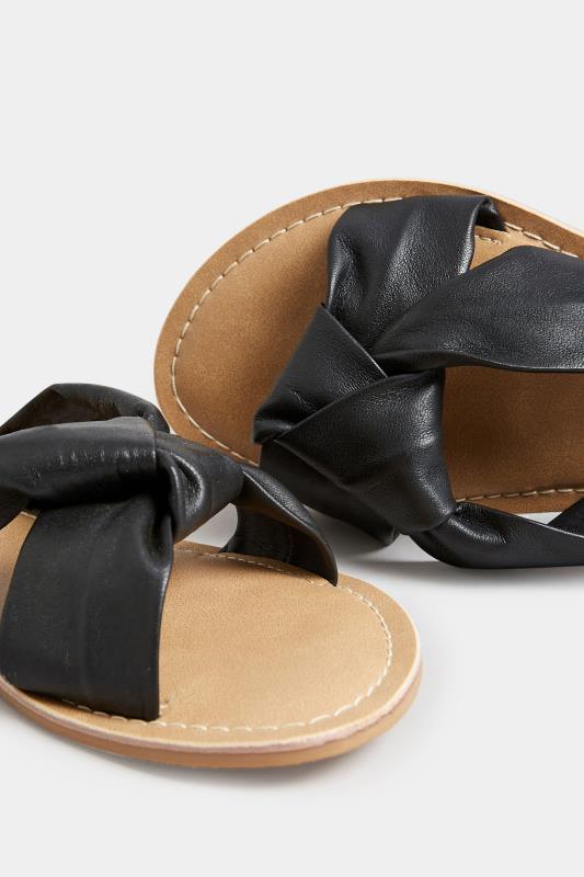 PixieGirl Black Leather Knot Sandals In Standard Fit | PixieGirl 5