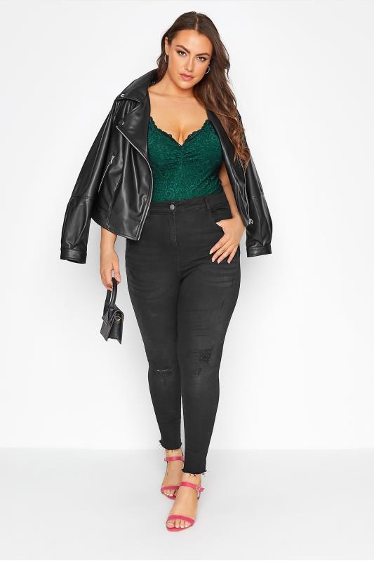 Plus Size LIMITED COLLECTION Green Lace Bodysuit | Yours Clothing 2