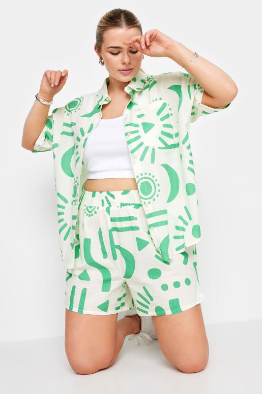 LIMITED COLLECTION Plus Size White Abstract Print Shorts | Yours Clothing 1