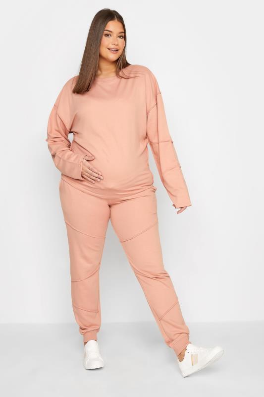  Tallas Grandes LTS Tall Maternity Pink Exposed Seam Lounge Set