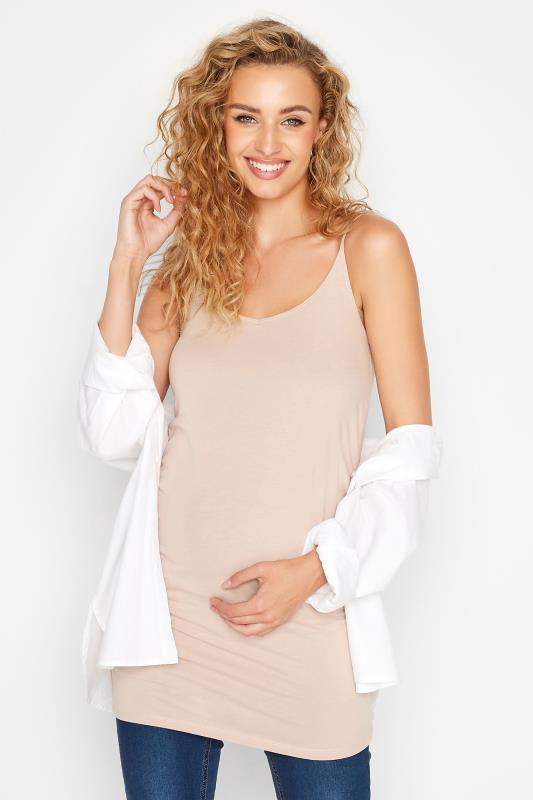 2 PACK Tall Maternity Black & Nude Cami Vest Tops 5